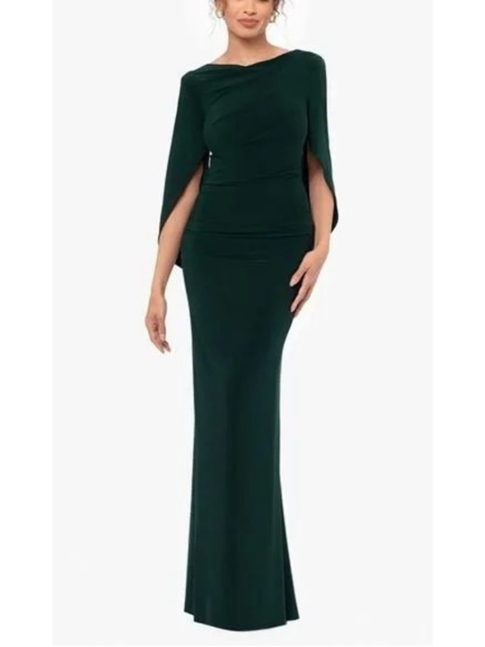 BA Nites Cape Maxi Dress Forest Green Sz 4 Evening Formal Prom Event Classic